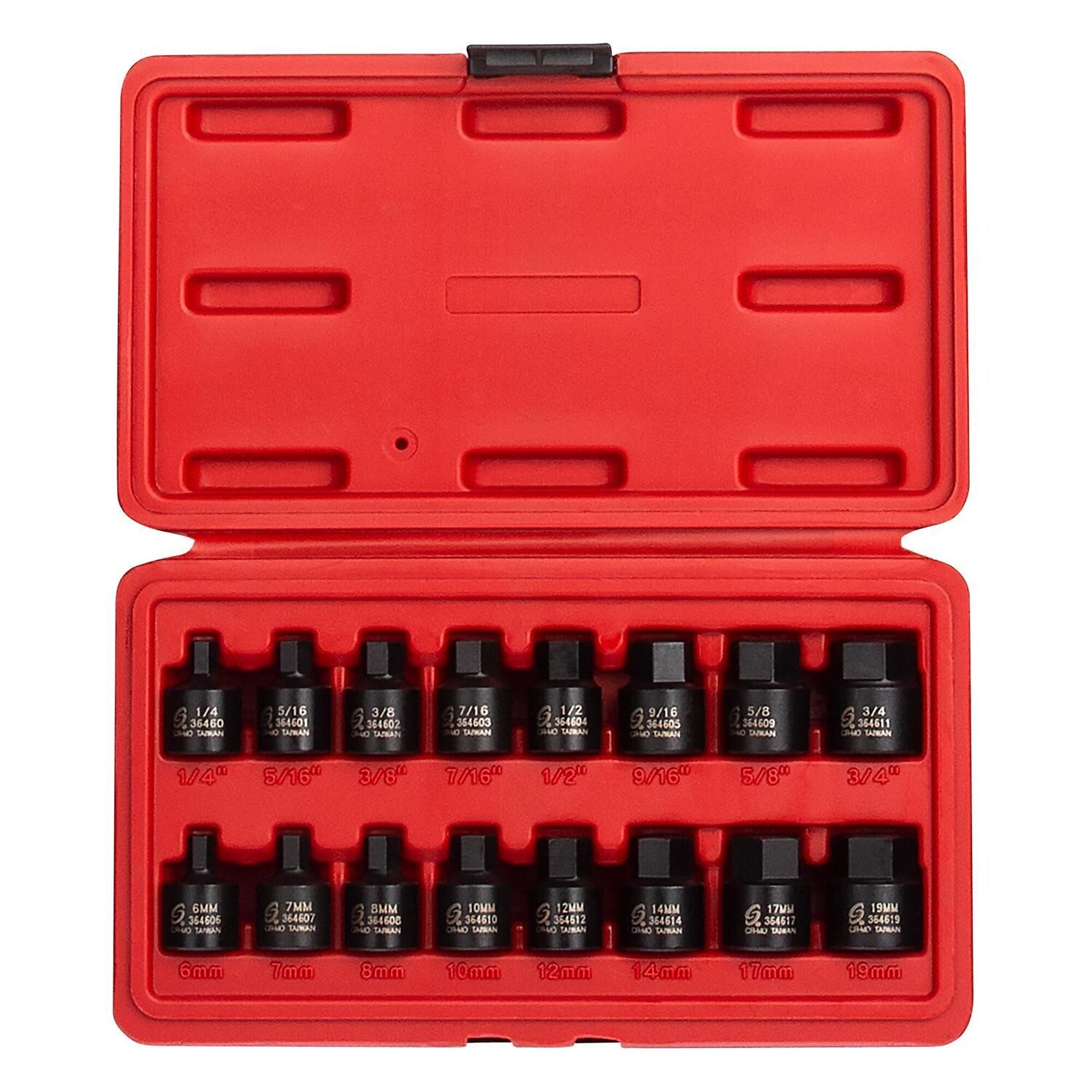 Sunex Tools Stubby Hex Impact Socket Set — 3/8in. Drive, SAE/Metric, 16-Pc., CR-MO Alloy Steel, Model# 3646